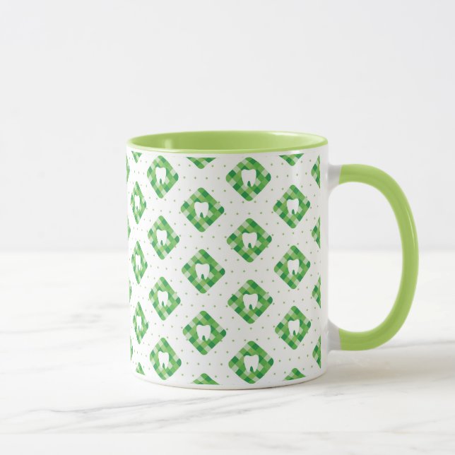 Green Plaid Tooth Pattern Mug (Right)