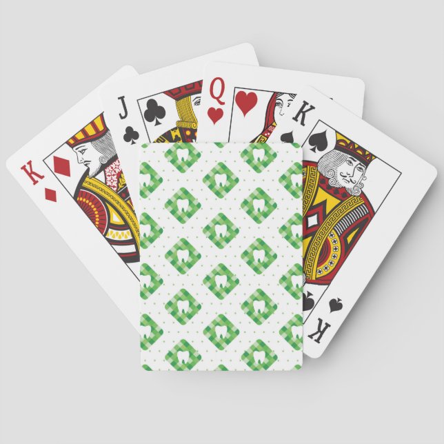 Green Plaid Tooth Pattern Playing Cards (Back)