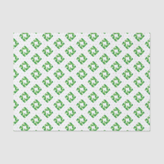 Green Plaid Tooth Pattern Tissue Paper (Front)