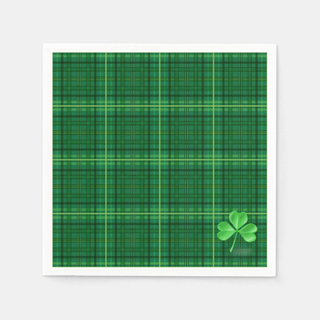 Green Plaid With Shamrock Napkin (Front)