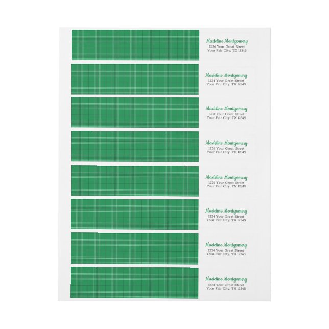 Green Plaid Wrap Around Label (Sheet)