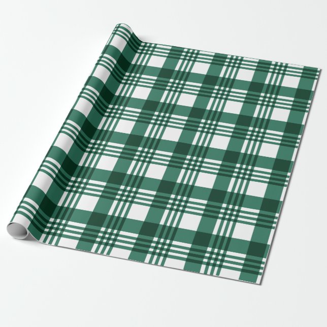 Green Plaid Wrapping Paper (Unrolled)
