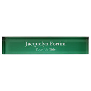 Green Plain Elegant Modern Minimalist Nameplate