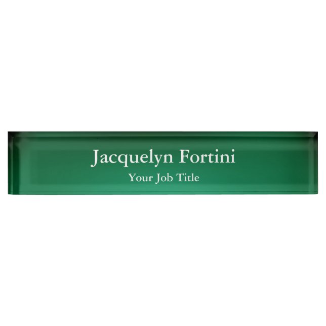 Green Plain Elegant Modern Minimalist Nameplate (Front)