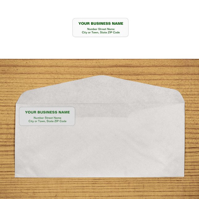 Green Plain Text Business Return Address Label (Business return address label in green plain text)