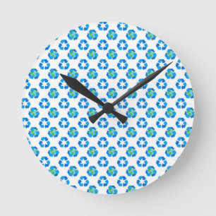 Green Planet Dots Earth Day Ecology Environment Round Clock