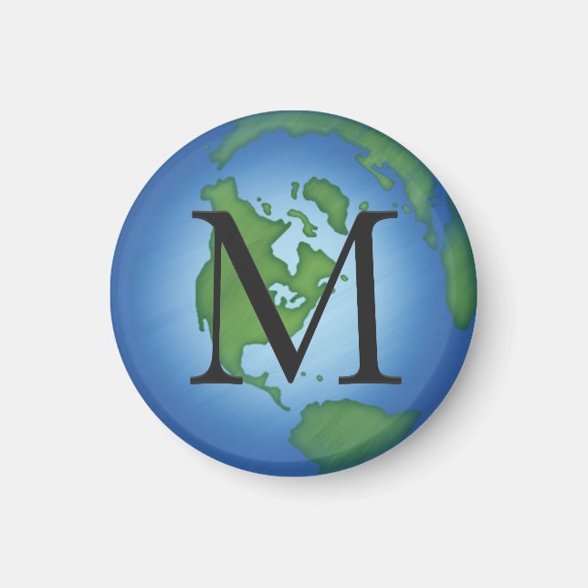 Green Planet Earth Environmental Monogramed Magnet (Front)