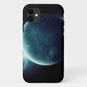 green planet in the universe with aura and stars iPhone 11 case
