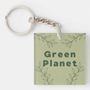 Green planet  key ring