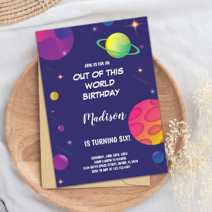 Green Planet Outer Space Birthday Invitations