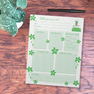 Green Plant and Books Substitute Report Notepad