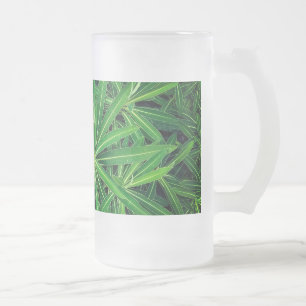 Green plant frosted glass beer mug