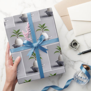Green Plant Growing Out of a White Egg Wrapping Paper