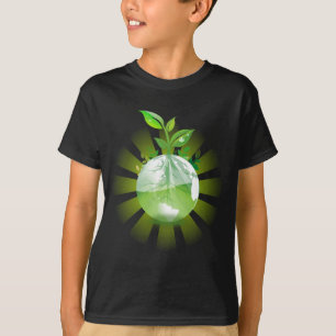 Green Plant Grows from Globe T-Shirt
