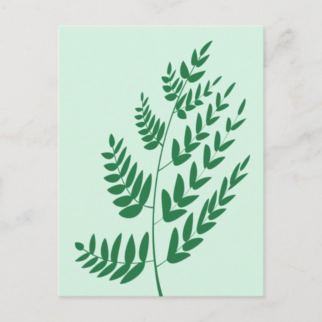 Green Plant Leaf Holiday Postcard (Front)