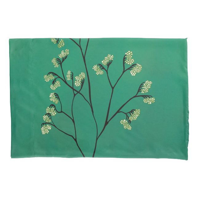 Green Plant Minimalist Botanical Art Pillowcase (Front)