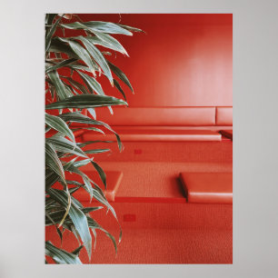 Green plant on red couch poster