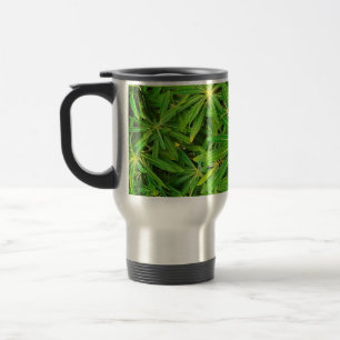 Green plant travel mug