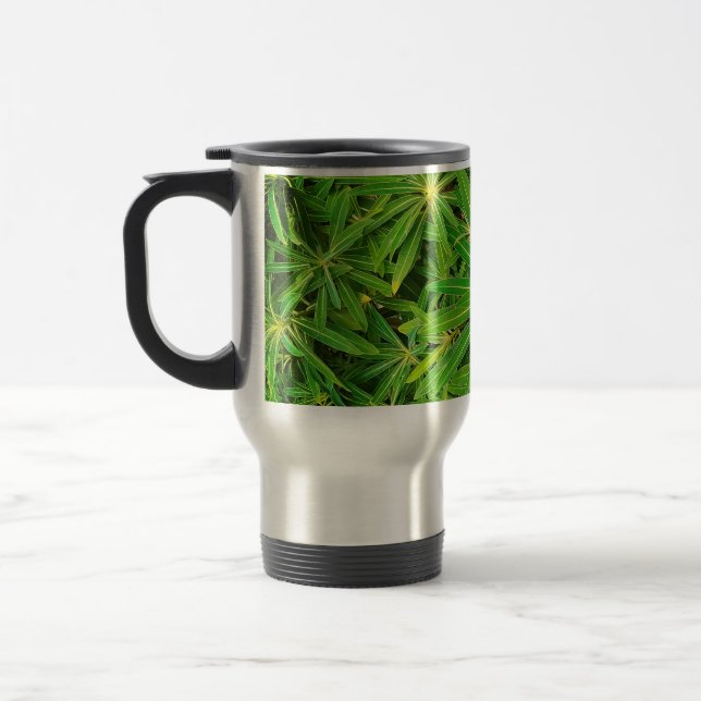 Green plant travel mug (Left)