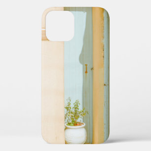 GREEN PLANT WITH CERAMIC VASE BESIDE WHITE WOODEN iPhone 12 CASE