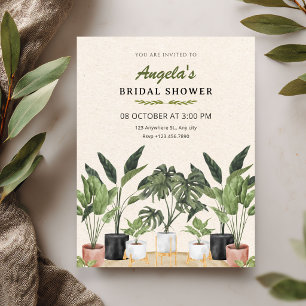 Green plants bridal shower invitation