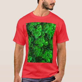 green plants flower pattern T-Shirt