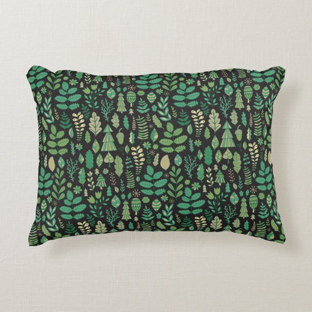 Green plants seamless pattern decorative cushion (Front)