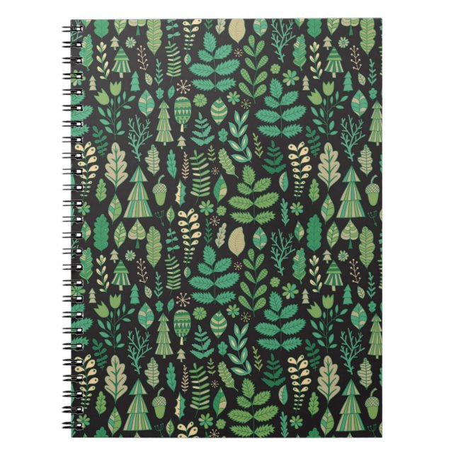 Green plants seamless pattern notebook (Front)
