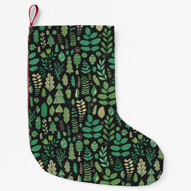 Green plants seamless pattern small christmas stocking (Front)