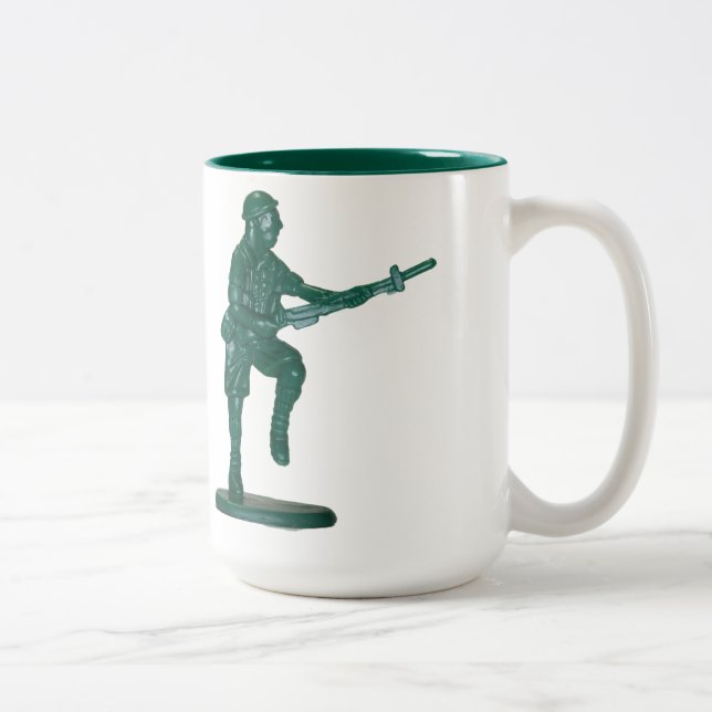 Green Plastic Army Man Two-Tone Coffee Mug (Right)