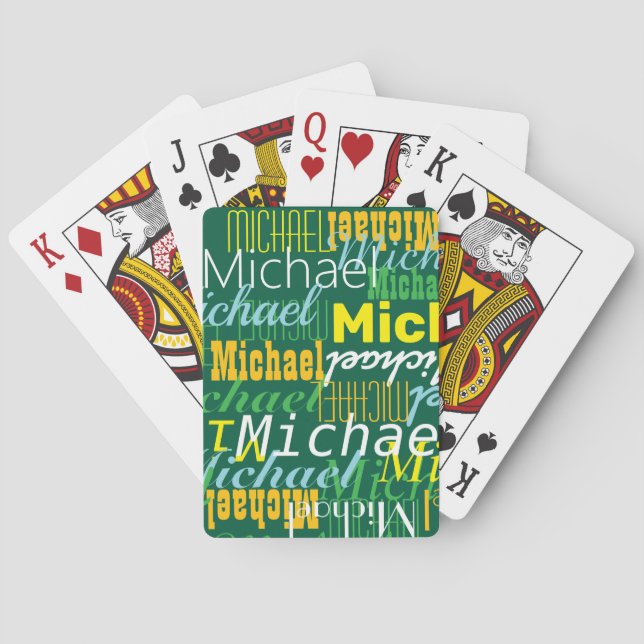 Green Playing Cards with Colour Names  (Back)