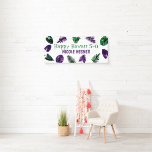 Green, Plum Purple Tropical Hawaii 5-0 50th Banner