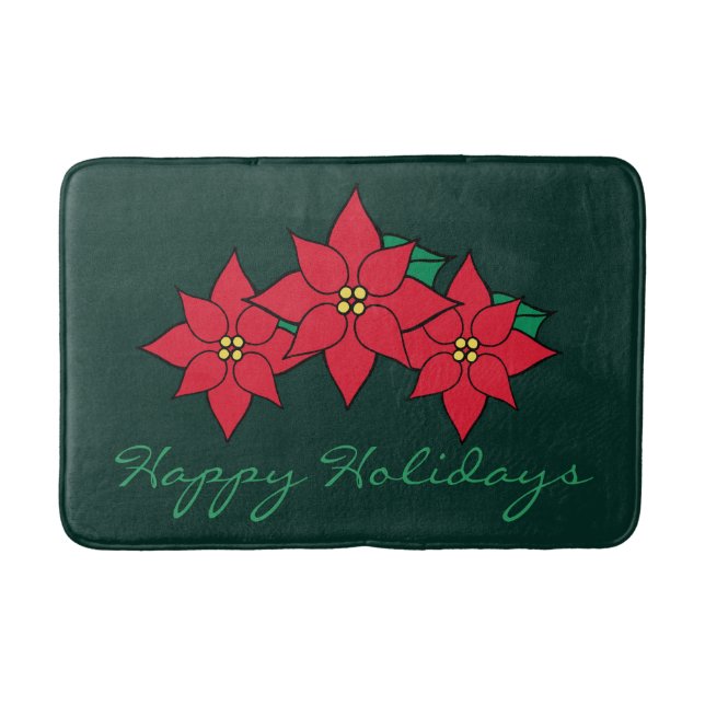 Green Poinsettia Bathroom Rug Decoration (Front)