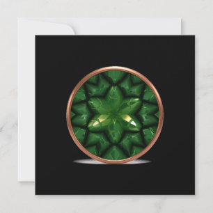 Green Pointed Star Fractal With Copper Frame Invitation