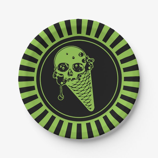 Green Poison Ice Cream Cone Paper Plates (Front)