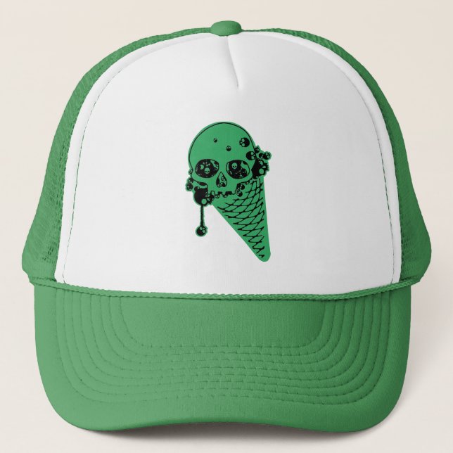 Green Poison Ice Cream Cone Trucker Hat (Front)