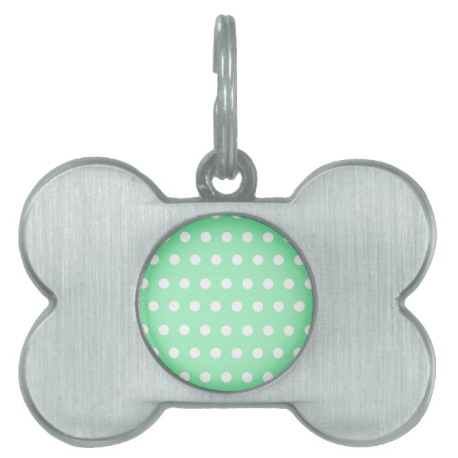 Green Poka Dots Pet ID Tag (Front)