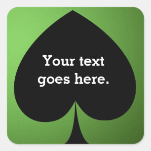 Green Poker casino spade party favour sticker