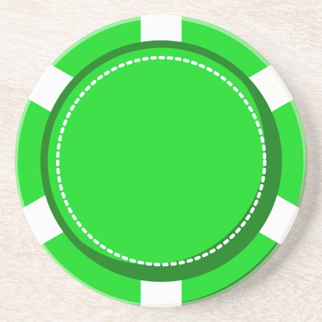 Green Poker Chip Sandstone Coaster (Front)
