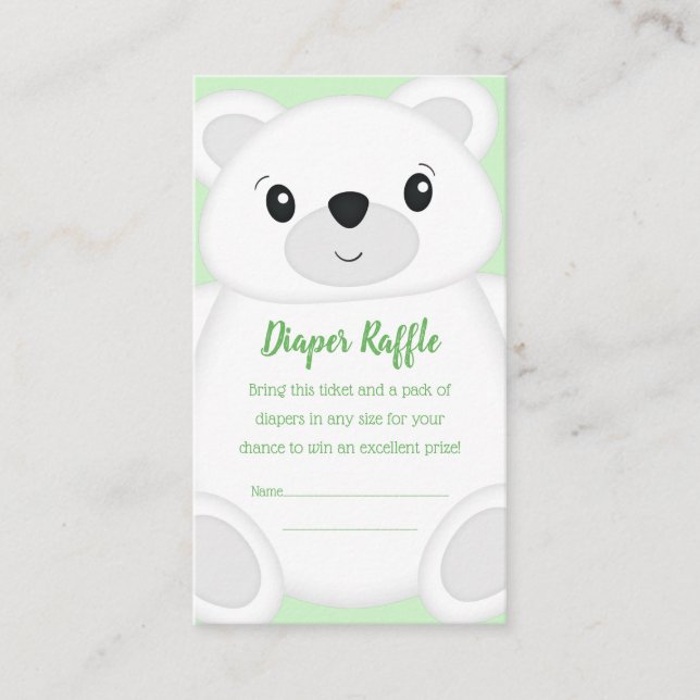 Green Polar Bear Baby Shower Enclosure Card (Front)