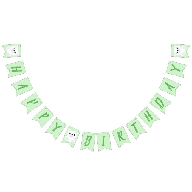 Green Polar Bear Birthday Party Bunting (All)