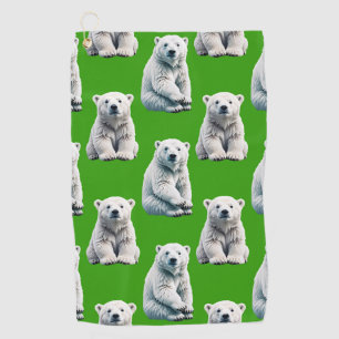 Green Polar Bear Pattern Design Golf Towel