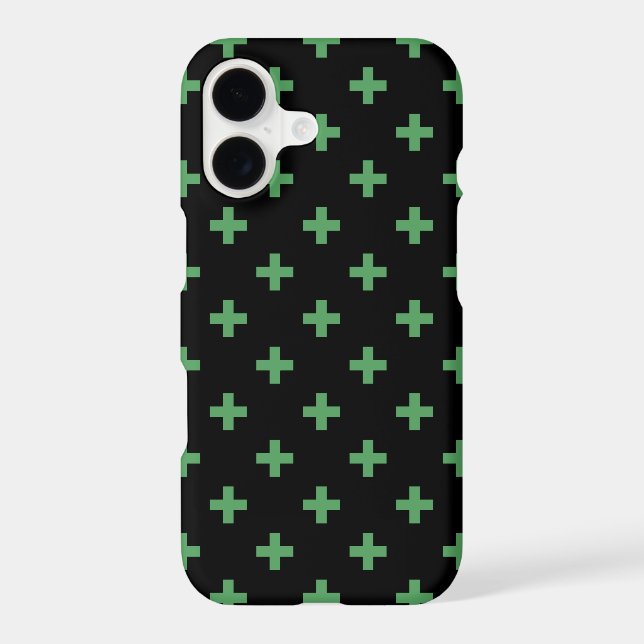 Green polka crosses on black (Back)