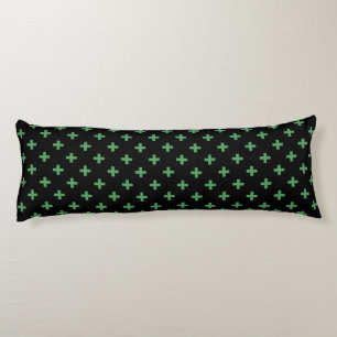 Green polka crosses on black body cushion