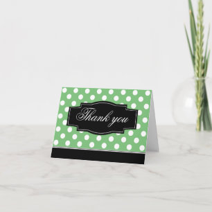 Green Polka Dot Black Frame Thank You card