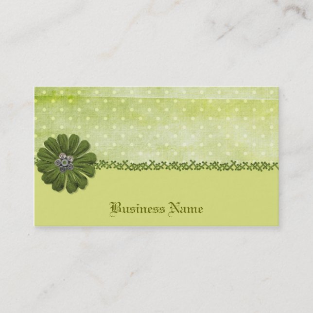 Green Polka Dot Business Card (Front)