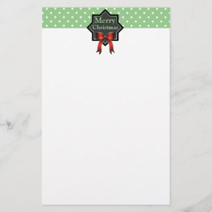 Green Polka Dot Christmas Stationery