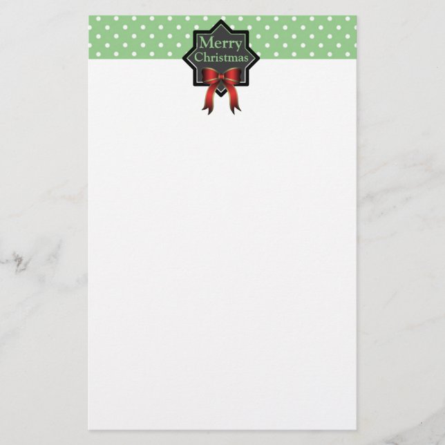 Green Polka Dot Christmas Stationery (Front)