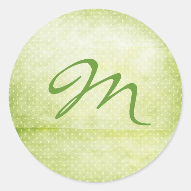 Green Polka Dot Classic Round Sticker (Front)