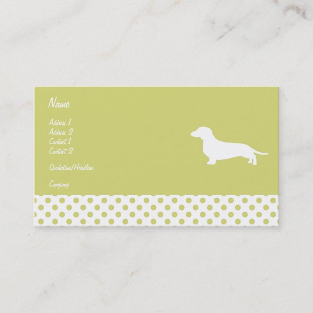 Green Polka Dot Dachshund Business card (Front)